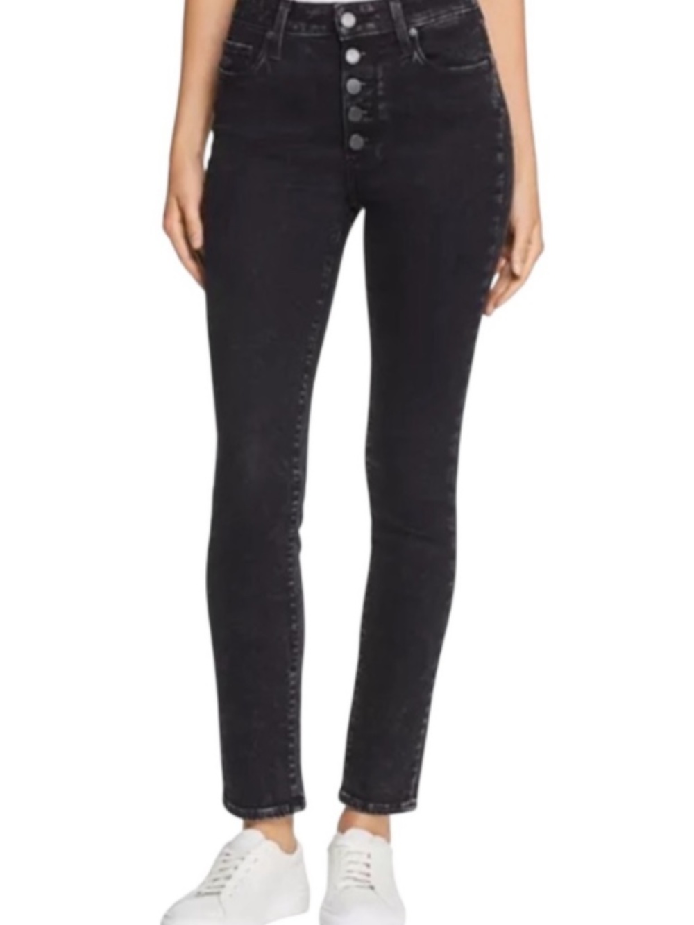 PAIGE Hoxton Ankle Peg Black Button-Fly High-Rise Skinny Jeans